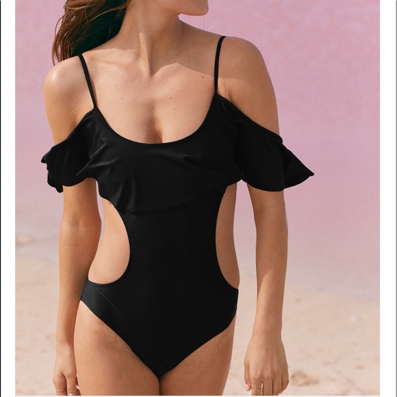 cold shoulder one piece swimsuit